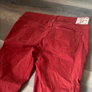 True Religion women’s Deep Red cargo Jeans